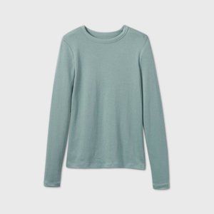 Women's Long Sleeve Fitted T-Shirt - A New Day™ Turquoise